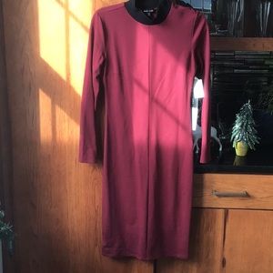 MAX & ASH - Contrast Mock Neck Midi Dress